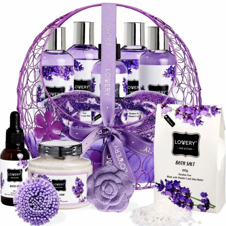 Beauty * | Lovery Lavender Home Spa Gift Basket 12-Piece Set