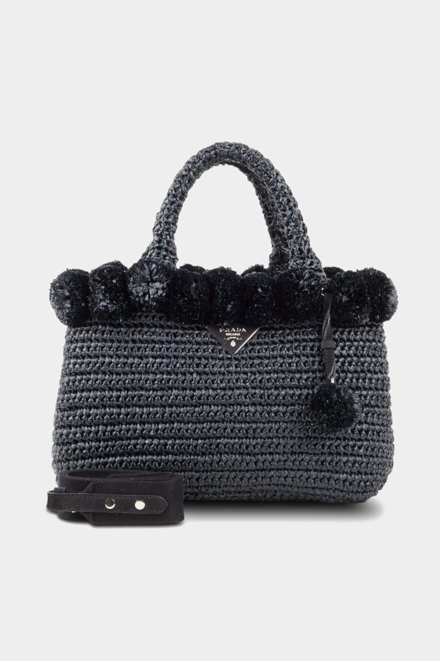 Handbags * | Prada Pom Pom Tote Bag Black