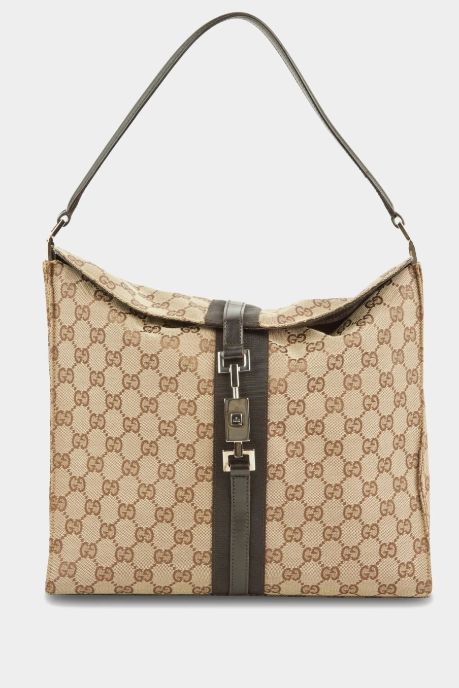 Handbags * | Gucci Gg Canvas Shoulder Bag Brown