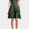 Clothing * | Shani Two Tiered Jacquard Dress Blk/Green