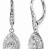 Jewelry-Accessories * | Anne Klein Crystal Silver-Tone Pearl Drop Earrings Clear