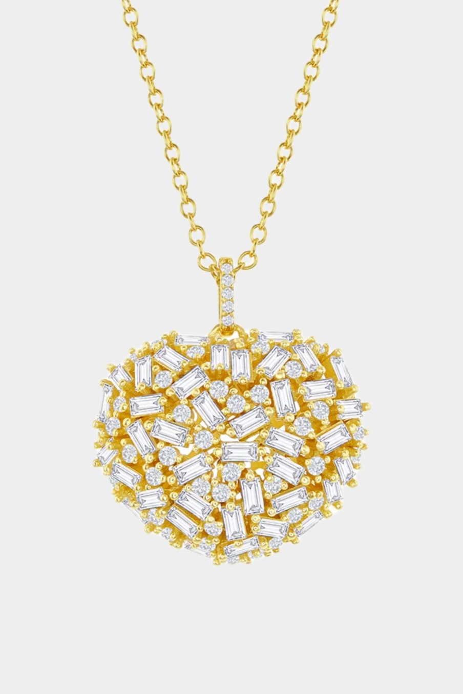 Jewelry-Accessories * | Design Lab Baguette Heart Necklace Gold