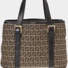 Handbags * | Fendi Zucchino Handbag Brown