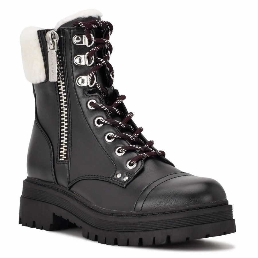 Shoes * | Nine West Pike Combat Lug Sole Booties Black