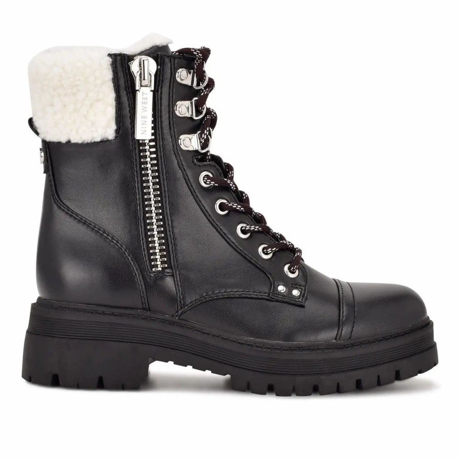 Shoes * | Nine West Pike Combat Lug Sole Booties Black