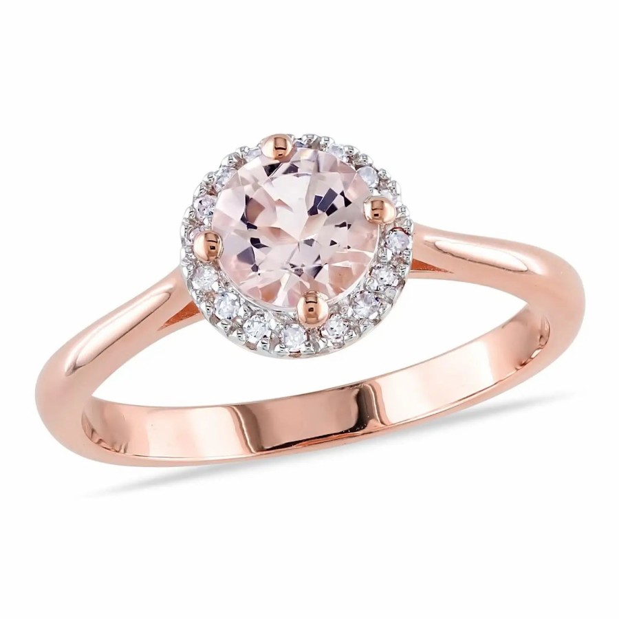 Jewelry-Accessories * | Julianna B Morganite And Diamond Halo Ring Silver