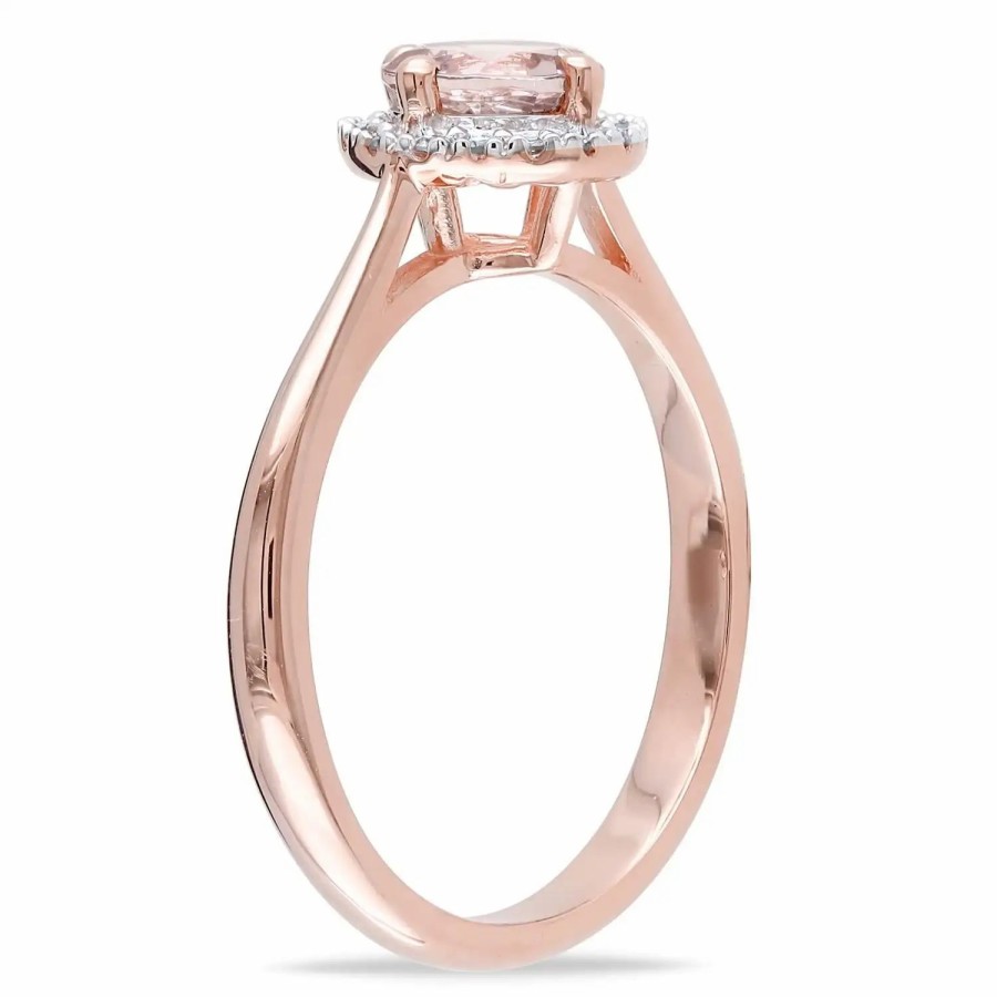 Jewelry-Accessories * | Julianna B Morganite And Diamond Halo Ring Silver