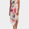 Clothing * | Adrianna Papell Printed Chiffon Halter Dress Pink Multi