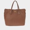 Handbags * | Prada Vitello Daino Tote Bag Brown